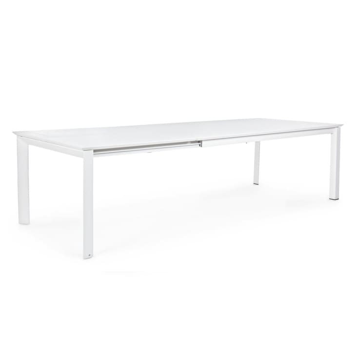 Tavolo allungabile KONNOR MEDIO in alluminio verniciato BIANCO da esterno  per giardino e veranda 160 - 240 x 100 h 76 cm