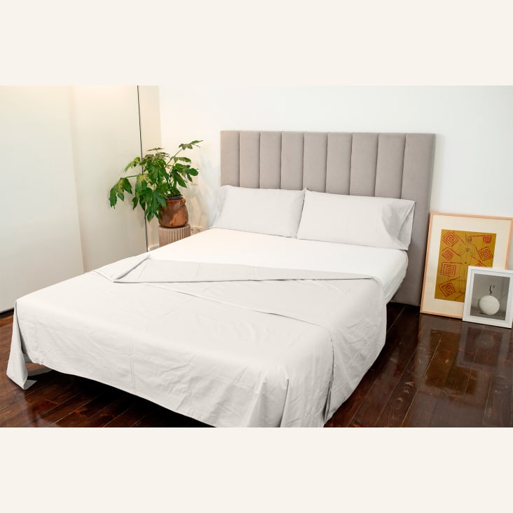 Sábana bajera ajustable lisa Negro cama 150 cm - 150x190/200 cm, 100%  algodón.