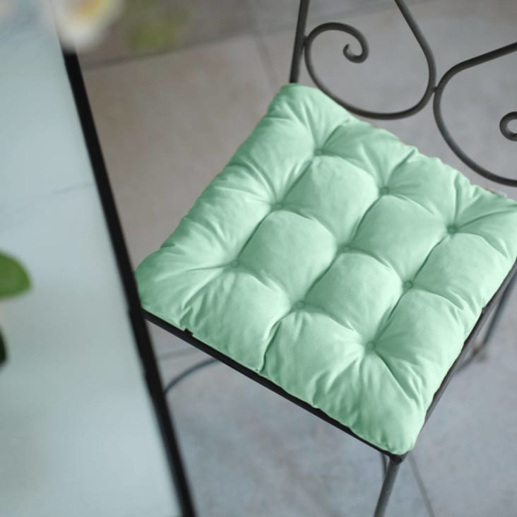 Galette de chaise coloris vert en coton - 40 x 40 x 5 cm : Coussins AUTRES  MARQUES maison - botanic®