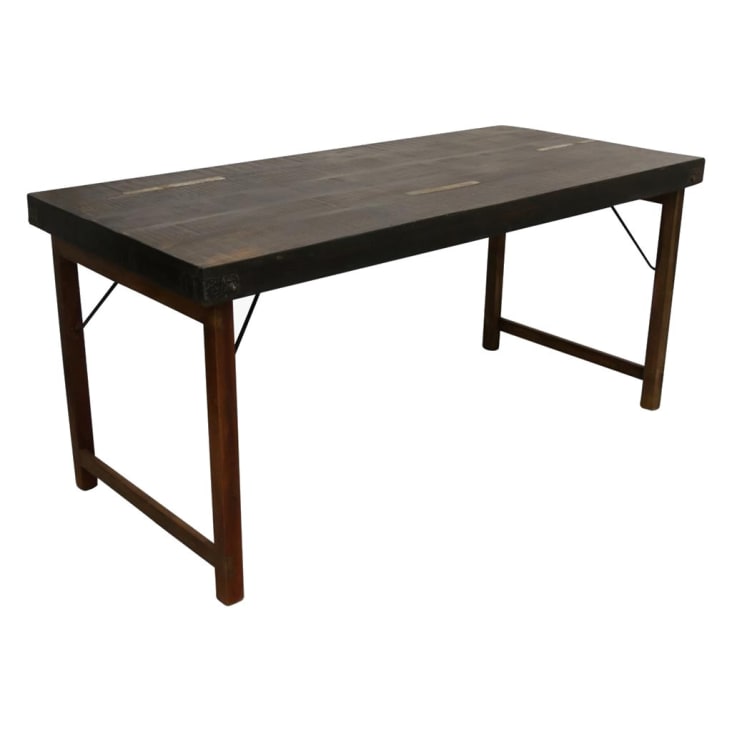 Mesa plegable 180 rectangular imitación madera color café