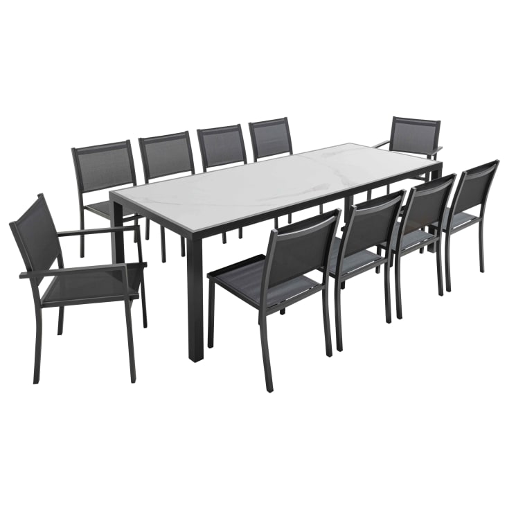 Ensemble table de jardin extensible et 10 assises aluminium