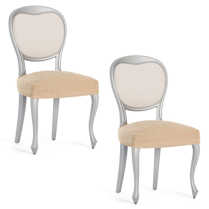 Pack 2 Fundas de Silla con Respaldo Adaptable Beige (40-50 cm