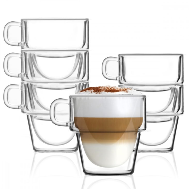 4 Tasse À Café Double Paroi de 350ml pour Latte Macchiato, Verre à