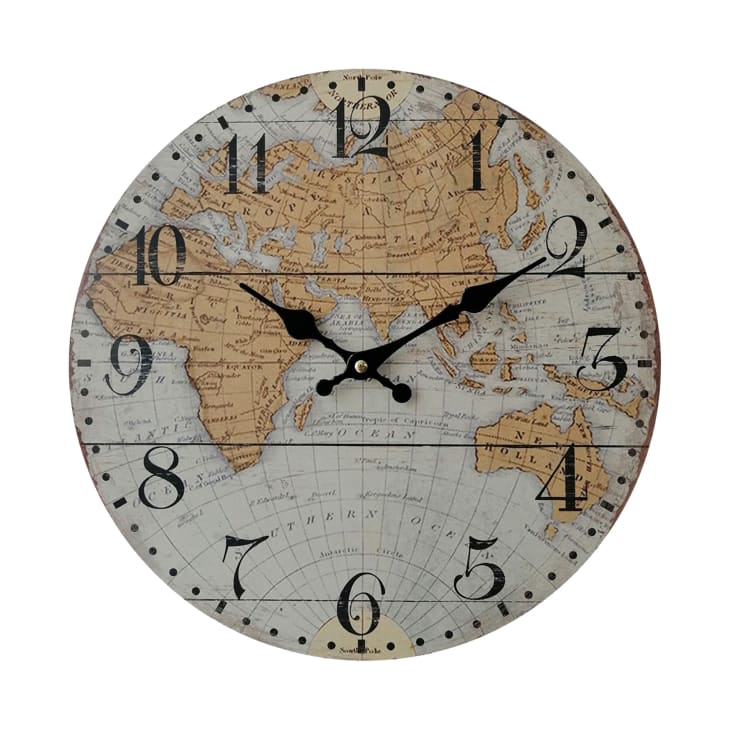 Reloj mundial de madera marron y gris D.33 8 cm