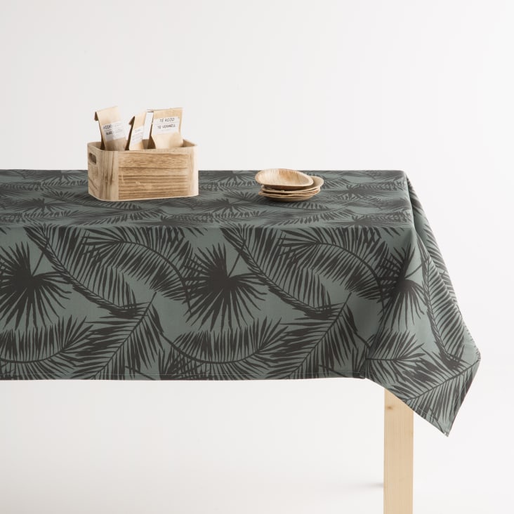 Nappe anti tache rectagulaire fleuri en coton bio 140x200cm