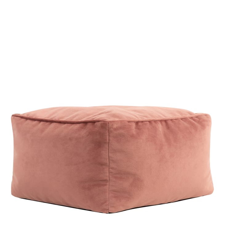 Pouf Fauteuil Sirena Velours Rose - Rempli Billes - Confortable Et Léger - Pour Salon Ou Chambre - Fabriqué En Allemagne