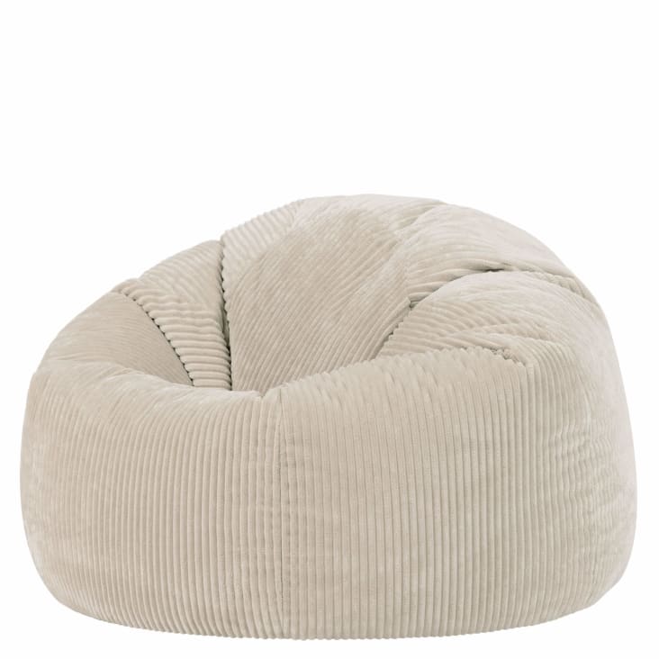 Pouf Sacco Icon Natalia - Velluto A Coste Beige, Riempimento Incluso