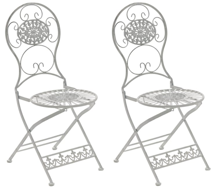 2er Set Gartenstühle klappbar aus Metall antik weiß MANI Maisons du Monde