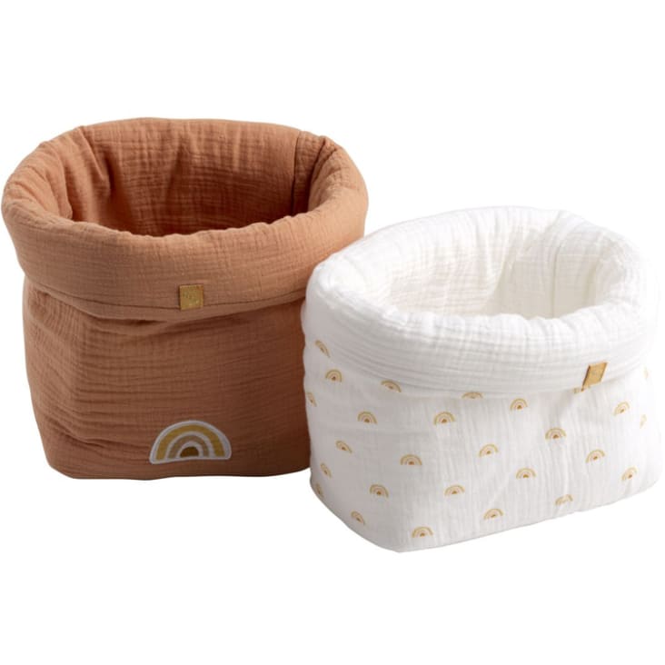 Casaphoria Cestino Portaoggetti In Tessuto Marrone | Organizer Pannolini 36x22x18 Cm Con Manici