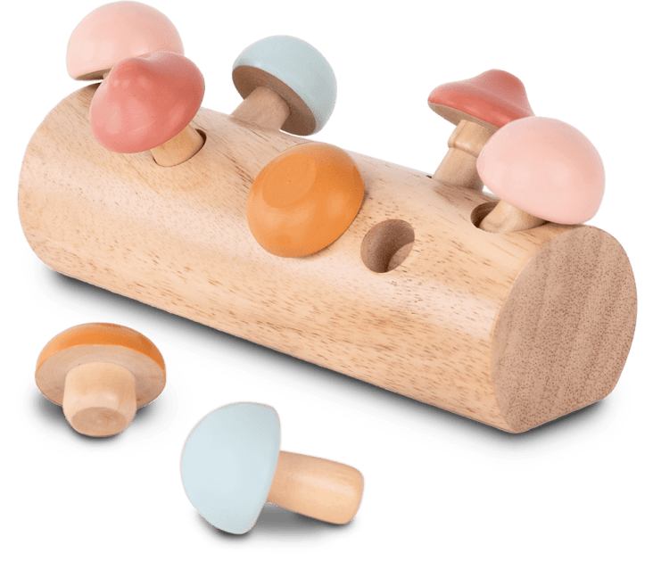 Puzzle champignon pour enfants en bois naturel multicolore