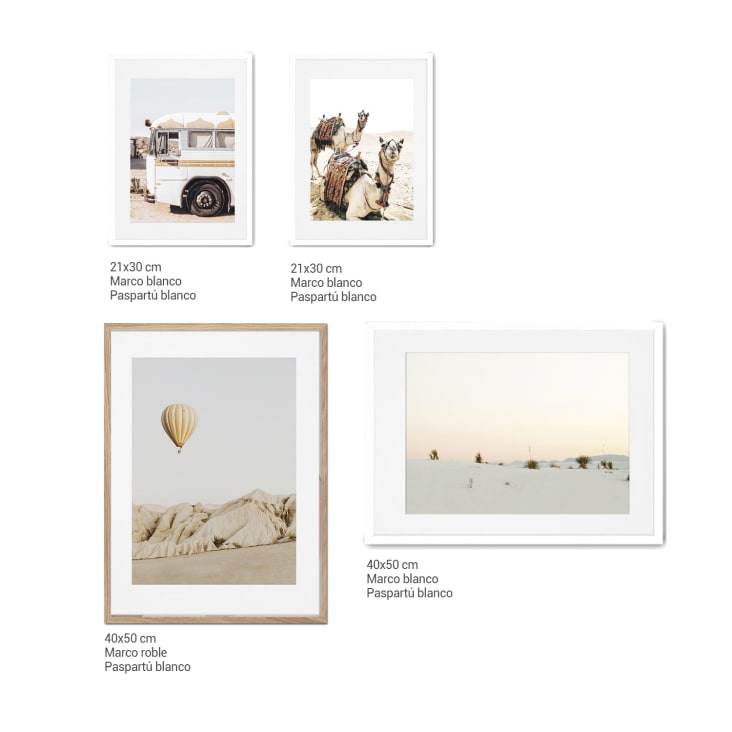 Galería de cuadros con marco blanco y roble - Desierto DÉCORATION