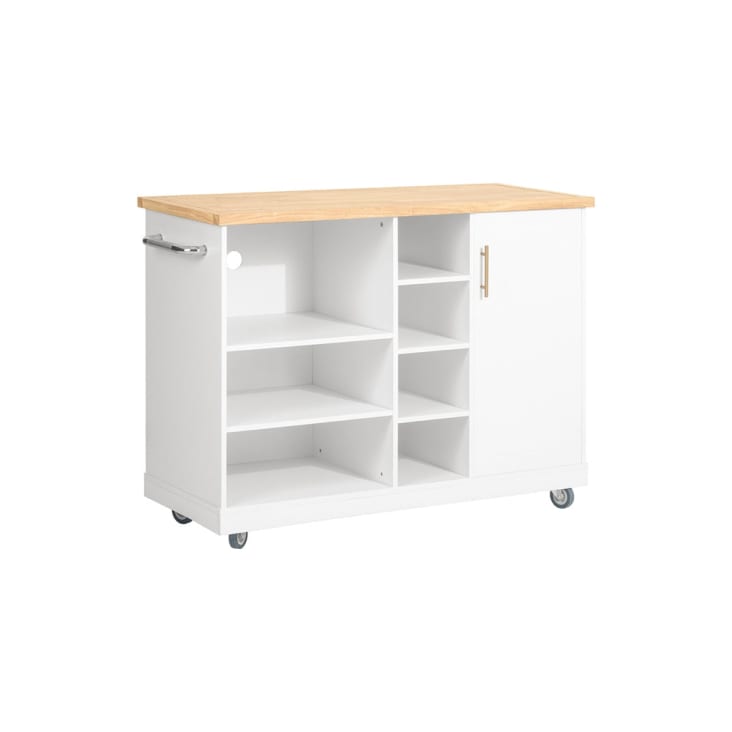 Mesa carrito de cocina estrecho blanco Densk