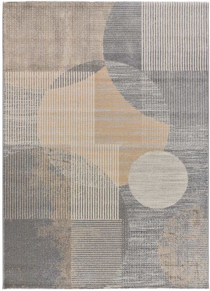 RUGURA - Alfombra Abstracta 120x170cm | Mostaza, Crema, Gris | Estilo Nórdico | Salón, Dormitorio