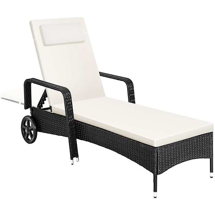 Lettino Prendisole Cassis In Alluminio E Rattan - Con Ruote Per Interno Ed Esterno - Foto 9