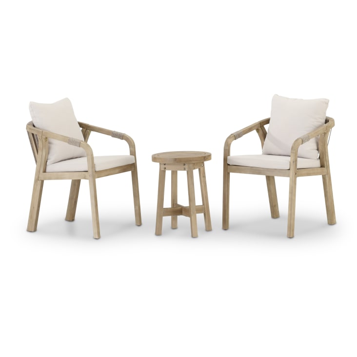 Conjunto de jardín mesa redonda 150 y 6 sillas cuerda beige - Riviera &  Sicilia
