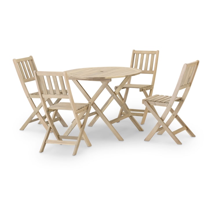 Ensemble table pliante ronde 90cm + 4 chaises de balcon JAVA LIGHT
