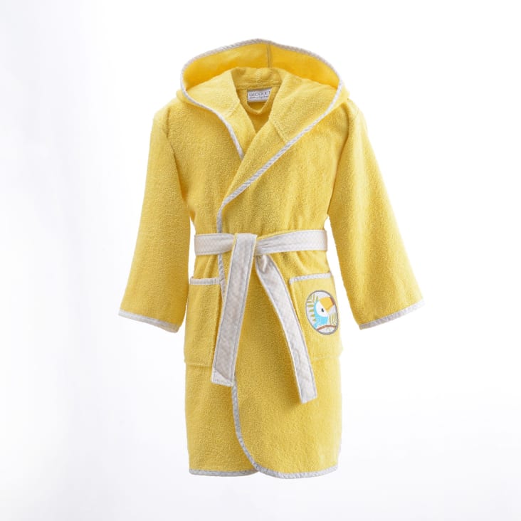 Peignoir de bain 2 ans jaune mimosa en coton