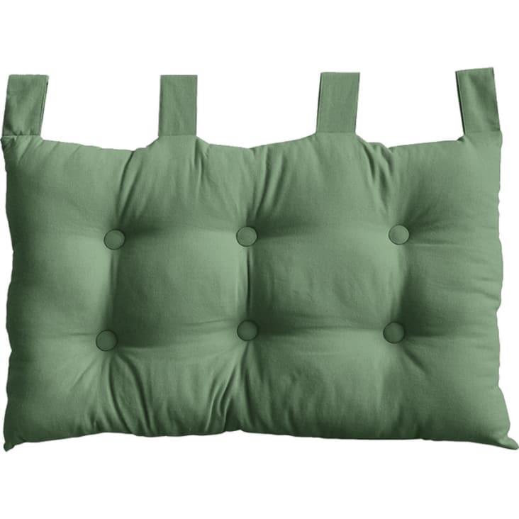Coussin tête de lit en coton et pattes boutonnées taupe 70x45 cm