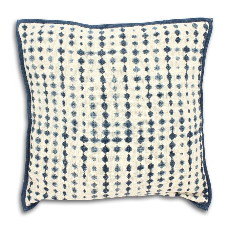 Coussin d'assise matelassé carré coloris bleu en coton polyester