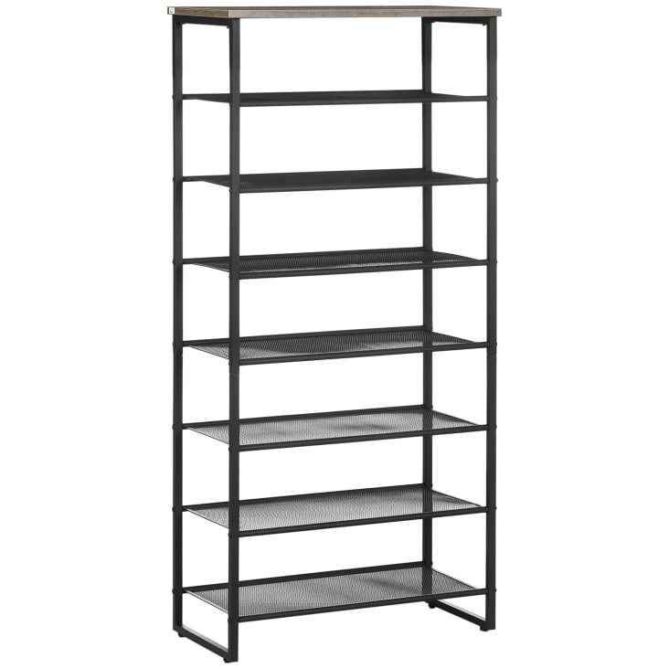 Étagère à Chaussures Industrielle Max Home - 3 étagères (métal Et Bois) 63x30x43 Cm - Supporte 8 Kg - Style Moderne