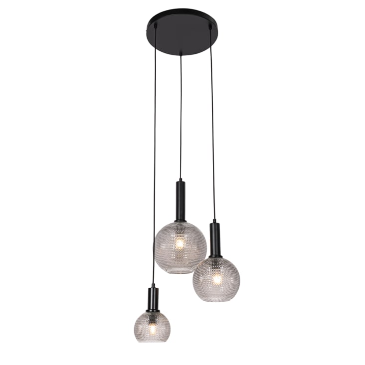 Set di 2 lampade a sospensione design nero vetro fumé - BLISS