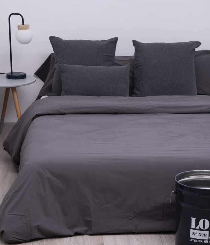 Sábana de punto 100% algodón gris para cama de 150 cm con almohadas  VAPORGREY