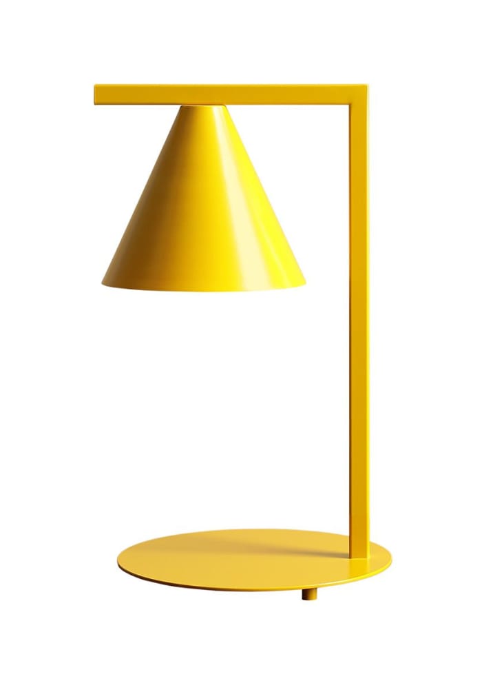 Lampe de table originale jaune, grise, et noir. Lampe de chevet en
