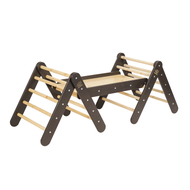 Triángulo De Escalada Con Tobogán Para Niños - Estructura De Madera, Para +1 Año, Color Gris, Capacidad 60 Kg