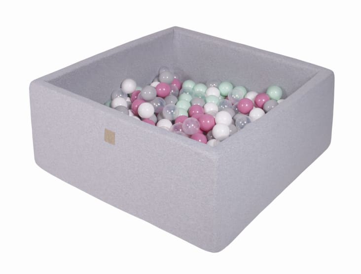 Angelove – Piscine à Balles Bébé 90x30 Cm – 200 Boules Incluses – Coton Doux Et Housse Amovible – Coloris Menthe – Dès 1 An