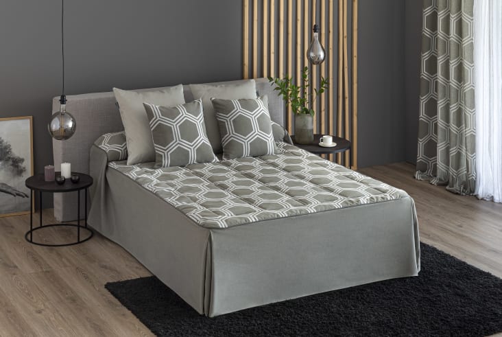 Colcha Edredón acolchada jacquard gris cama 135 (135x225+50 cm) UTIEL