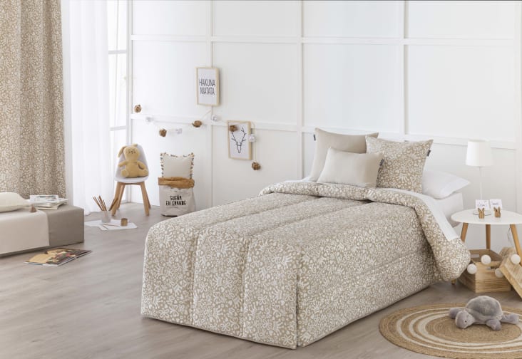 Edredón confort acolchado 200 gr jacquard beige cama 150 (190x265 cm) LAZOS