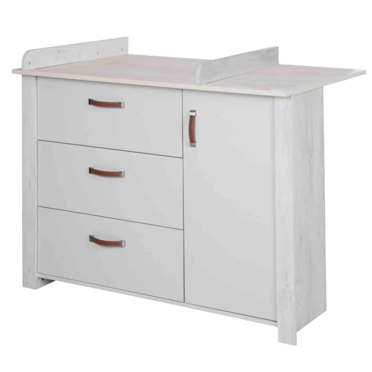 Puckdaddy Knut Table à Langer Bois Blanc 90x75,4 Cm – Compatible Commode IKEA KOPPANG, Fixation Murale Incluse