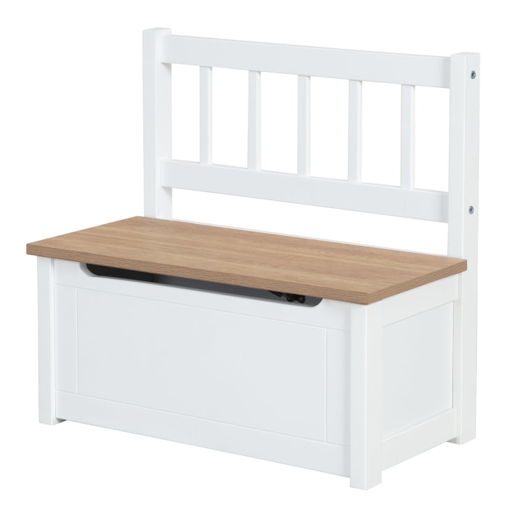 Cassapanca Portagiochi Bambini 2 In 1 - Con Schienale E Leva A Gas, 60x30x50cm | Bianco E Grigio - Foto 12