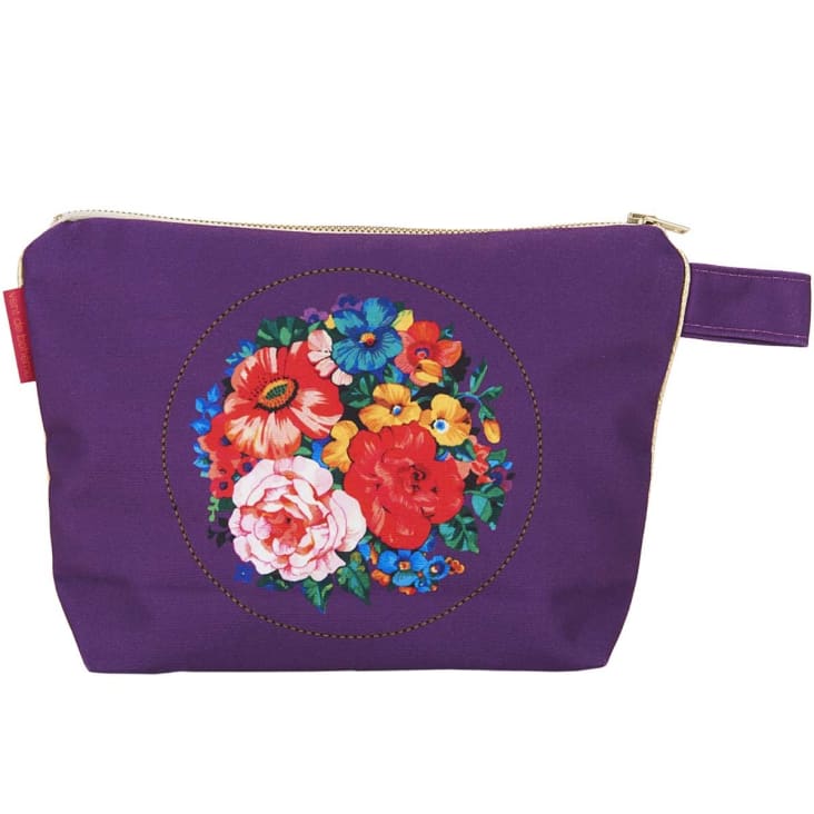 Astuccio grande con stampa floreale viola 19x28cm