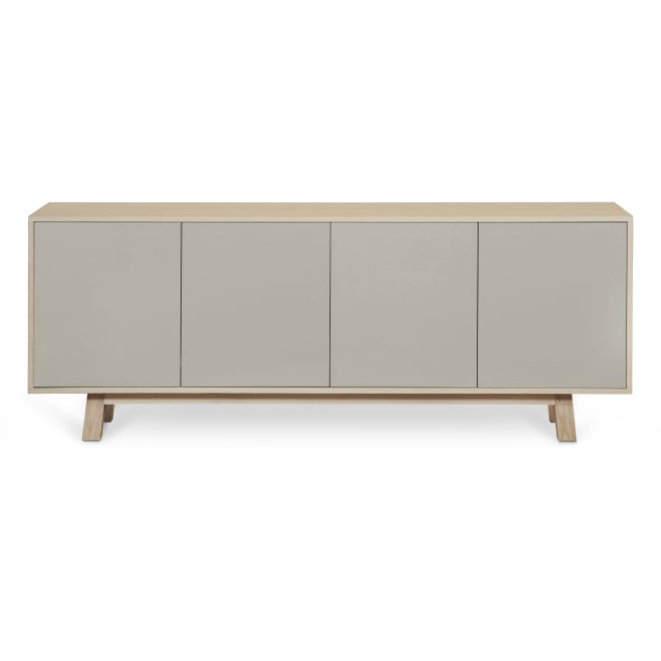 Buffet 4 Portes Bladez 160 Cm De Large - Noir Avec Texture Bois Et Poignées Dorées - Pieds Brillants, Fermeture Douce - Dimensions 160x40x82 Cm - Pour Salon Ou Salle à Manger