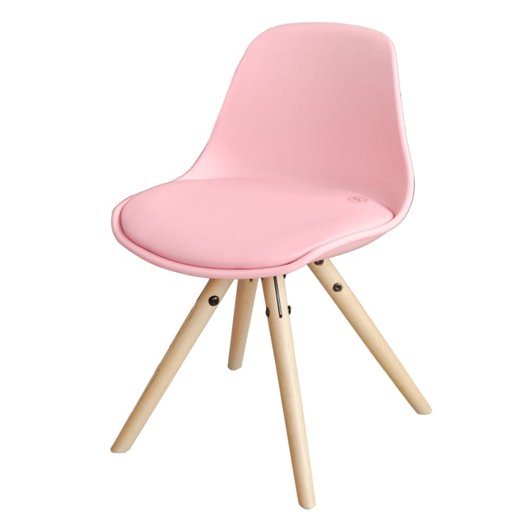 und | Kinderstuhl Buche Lehne Sitzfläche gepolsterter mit Monde du Pink Maisons