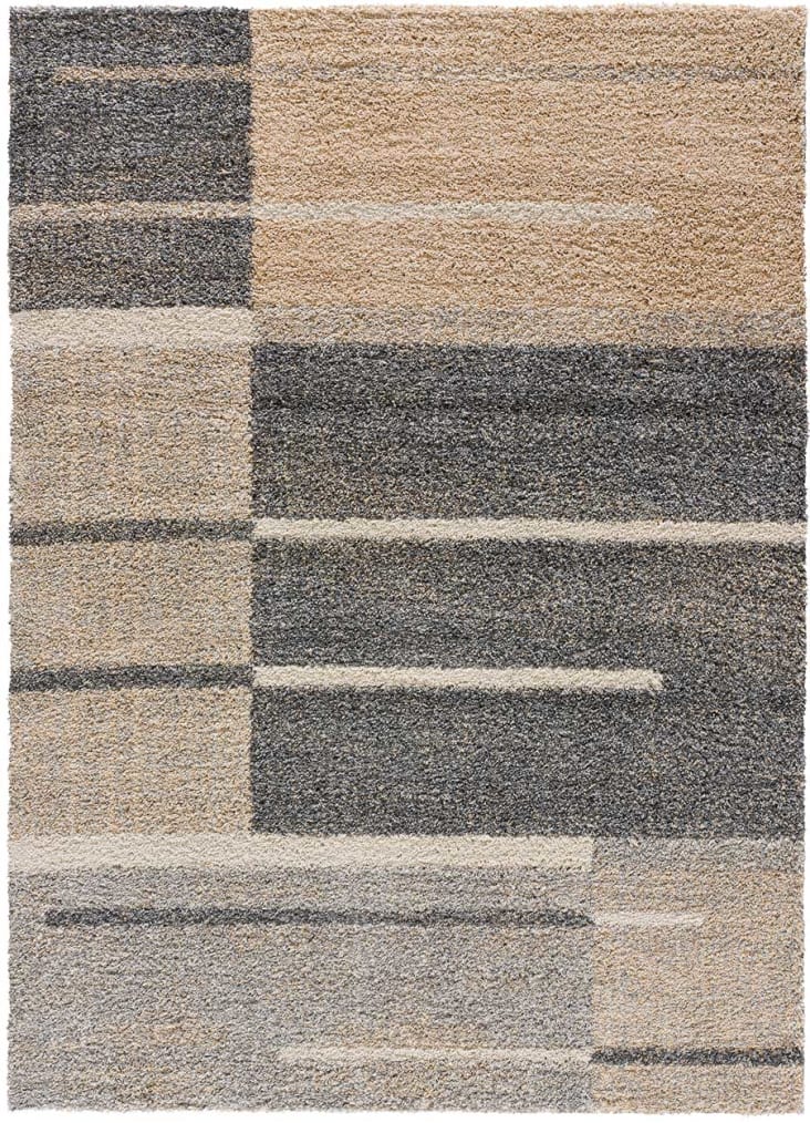 Geometrischer Shaggy-Teppich in Beige, 080X150 cm IRATI