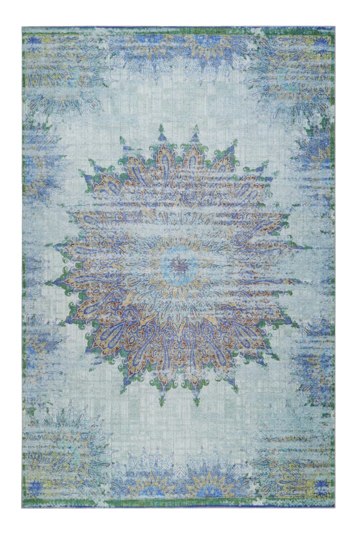 Flacher Teppich, Vintage, Maisons 200x300 Monde ROOFTOP Muster, | orientalisches blau du