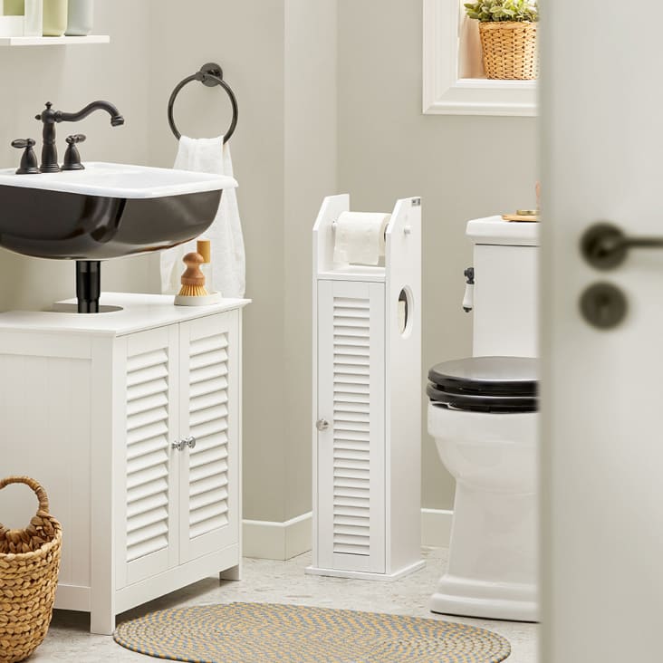Support papier toilette - porte-papier toilette - armoire pour papier  toilette - 2 niveaux, porte-papier - MDF blanc aspect bois clair