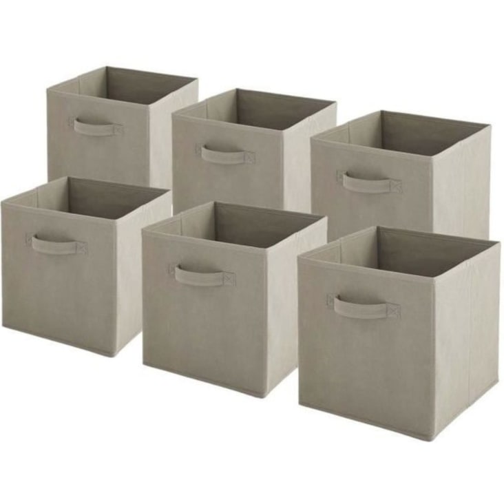 Lot de 6 cubes de rangement pliables gris en tissu non tissés - H30 cm