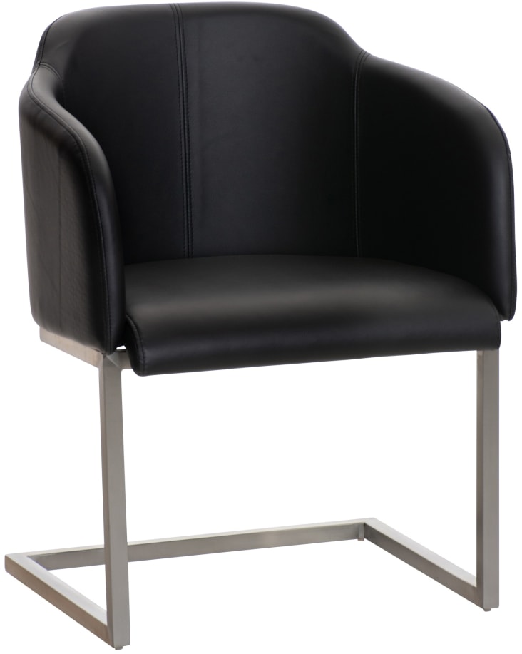 Chaise Cantileve Avec Pieds En M Tal Et Assise En Similicuir Noir Magnus Maisons Du Monde