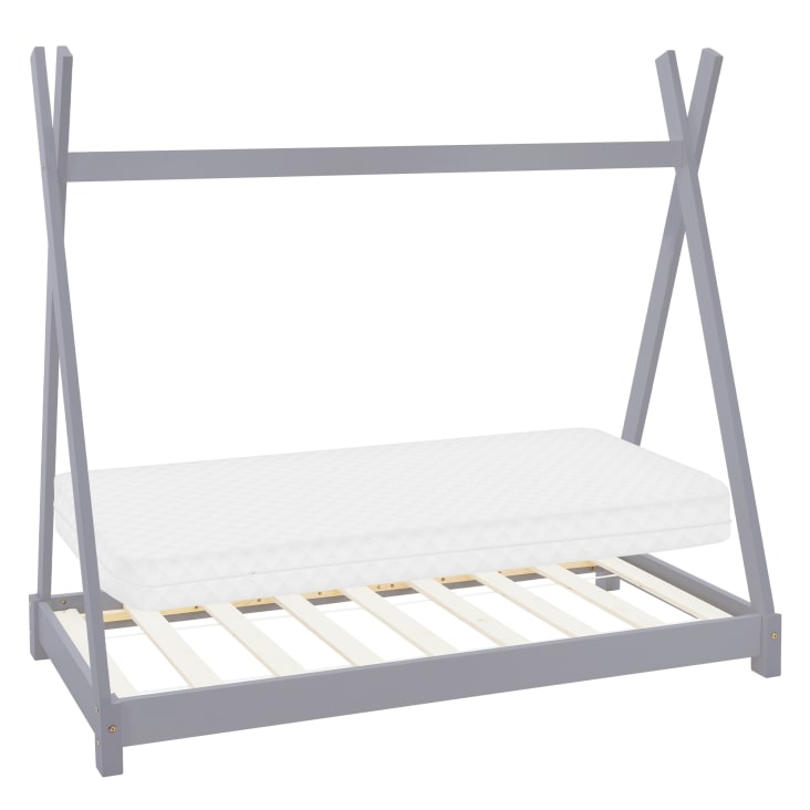 Lettino per bambini tenda indiana legno grigio 140x70 cm