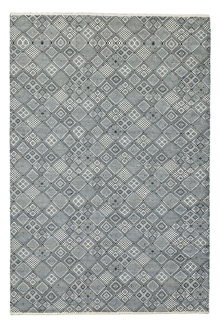 Tappeto tessuto a mano in lana naturale - nero / bianco 120x180 cm MOLDE