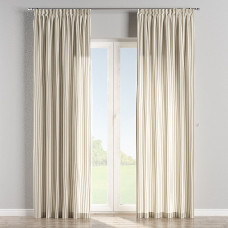 Gestreifter Vorhang mit Kräuselband, braun und weiß, 130x100 cm QUADRO |  Maisons du Monde
