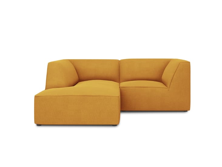 Canapé d'angle gauche 3 places en tissu structurel jaune