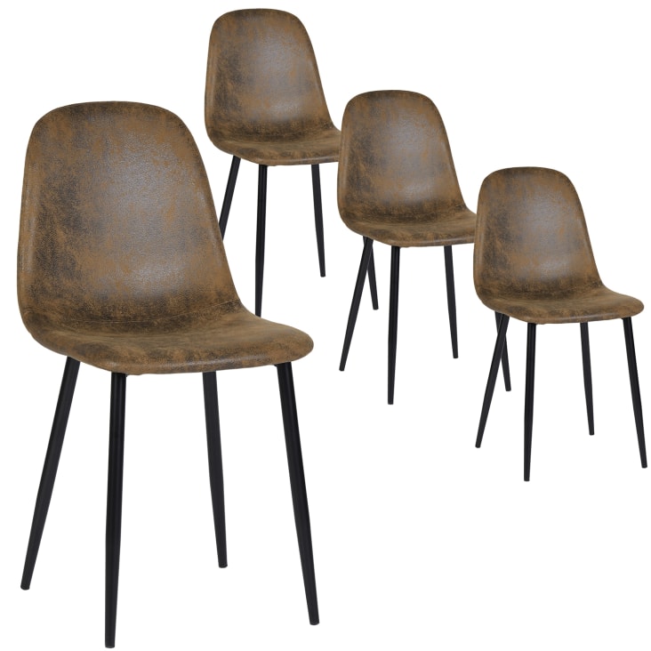Chaises vintage marron pour salle à manger - Lot de 6 - DALI