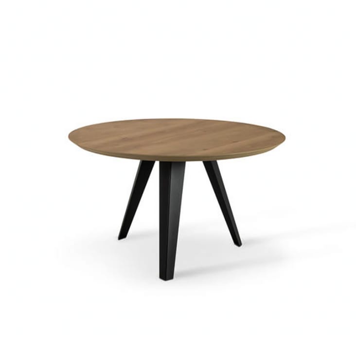 Tavolo tondo in legno Marrone gambe metallo da 4 posti cm 130x130