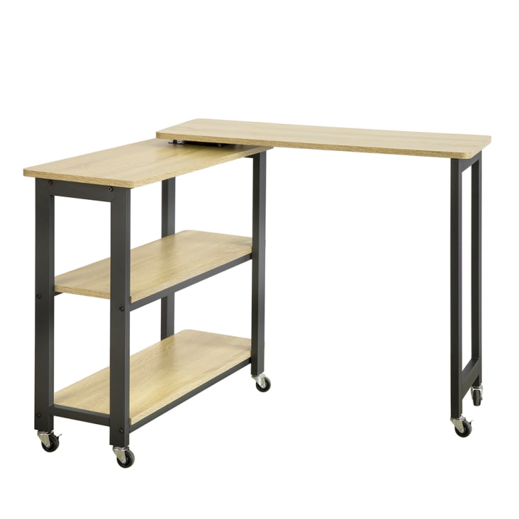 Mueble escritorio con bordes madera blanqueada / 2 cajones c