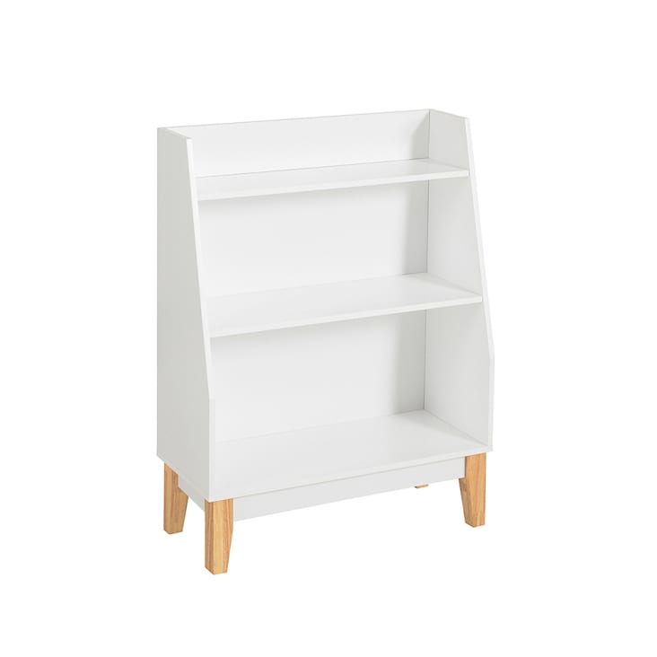 Bibliothèque d'angle blanc chêne meuble rangement livres - Ciel