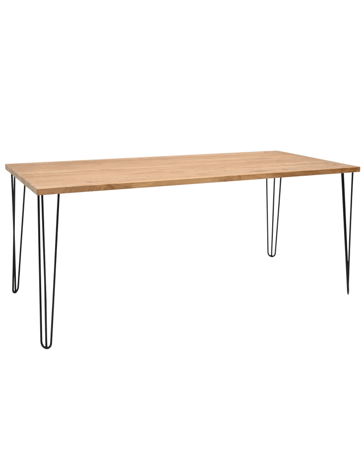 Mesa de comedor de madera maciza envejecido patas negras 160x80cm Noa